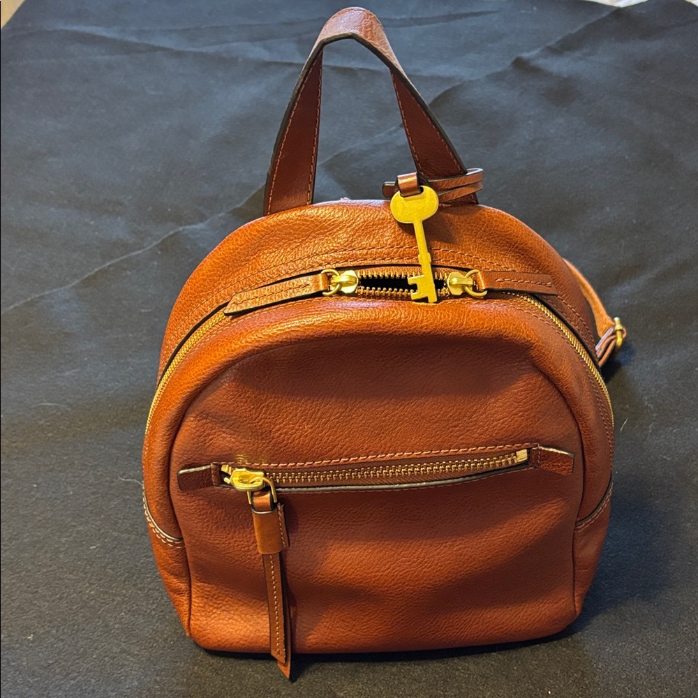 Fossil Brown Leather Backpack